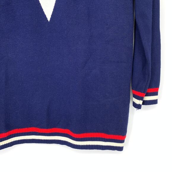 Modcloth Well Prepped Pullover Scoop Neck Sweater Sz M Navy White Red Striped - Picture 4 of 6